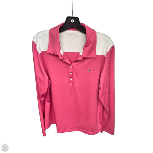 Athletic Top Long Sleeve Collar By Vineyard Vines In Pink, Size: Xl