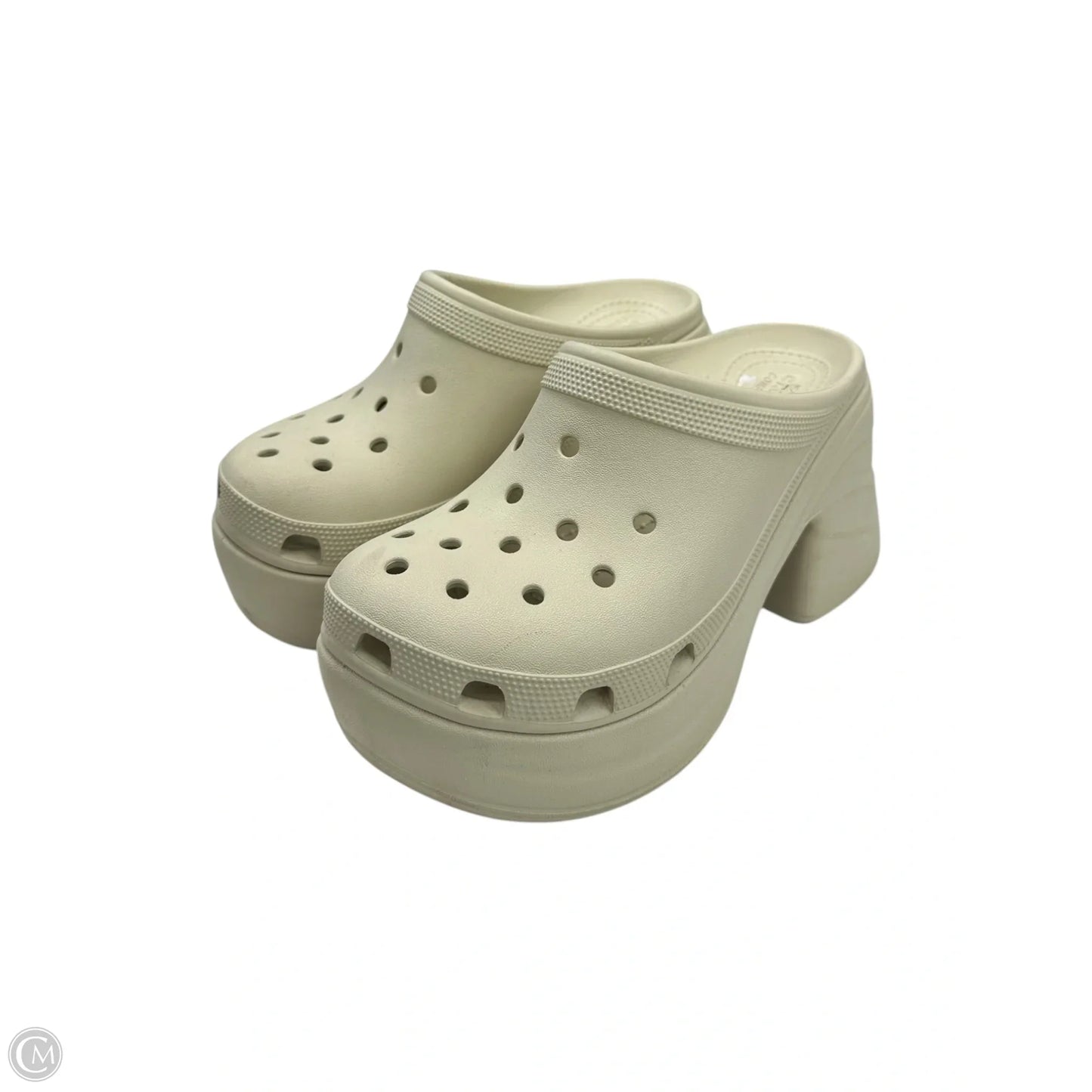 Shoes Heels Wedge By Crocs In Cream, Size: 7