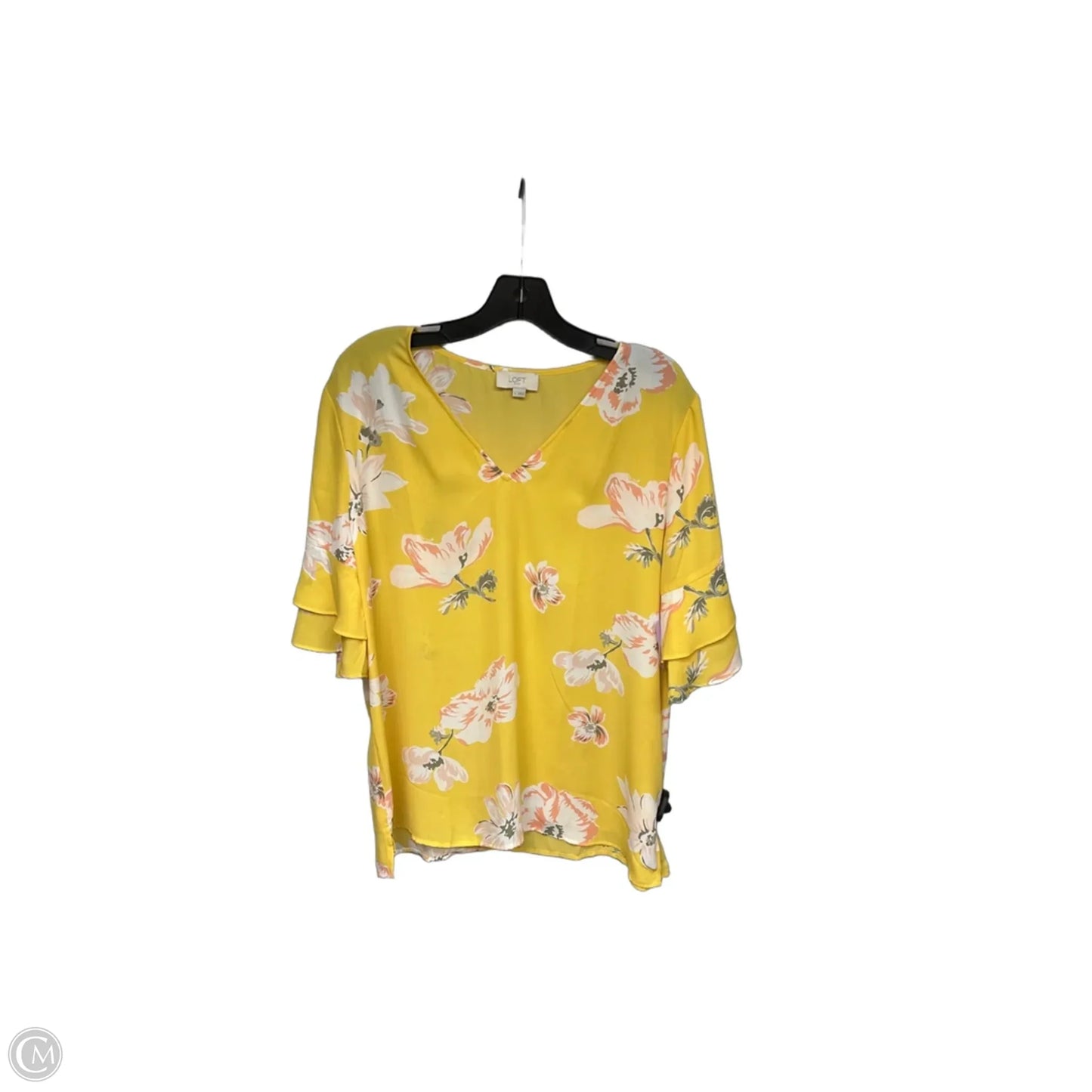 Top Short Sleeve By Loft In Floral Print, Size: L