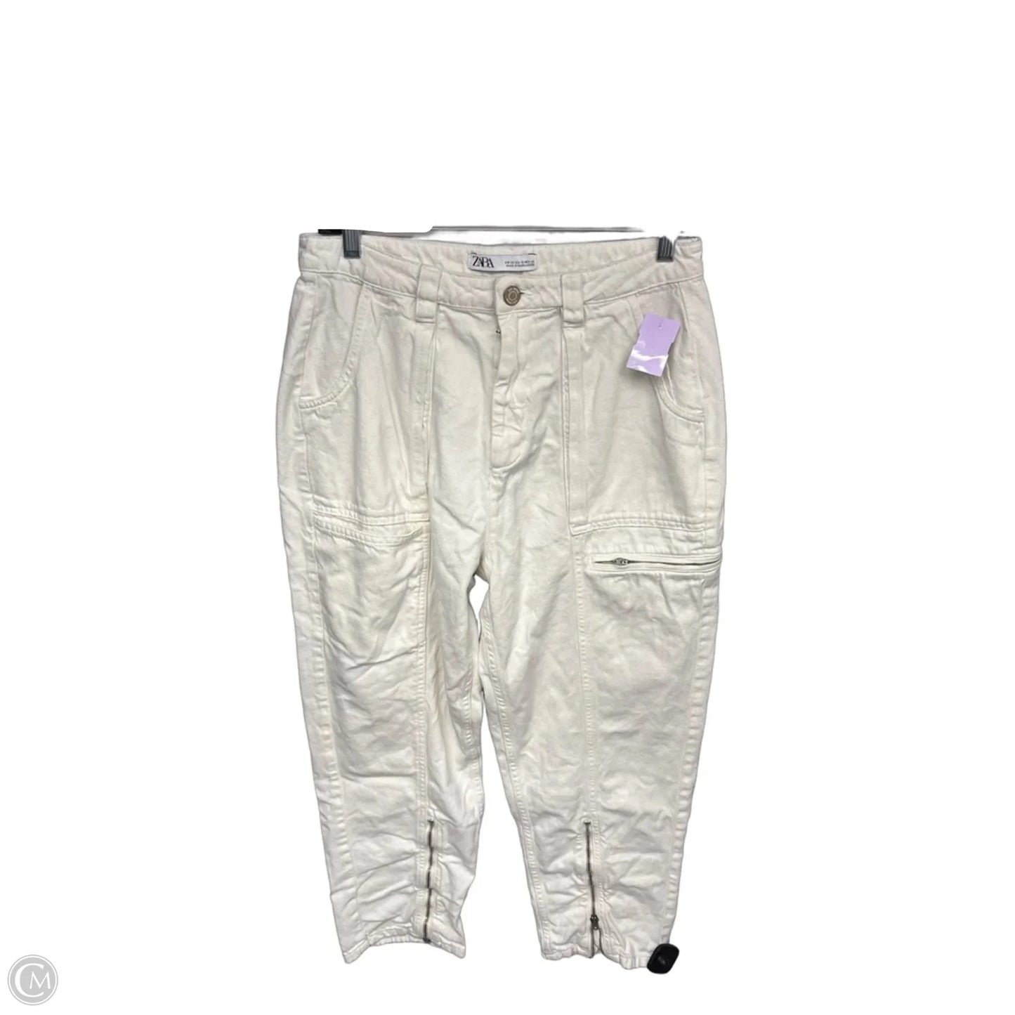 Jeans Cropped By Zara In Ivory, Size: 6