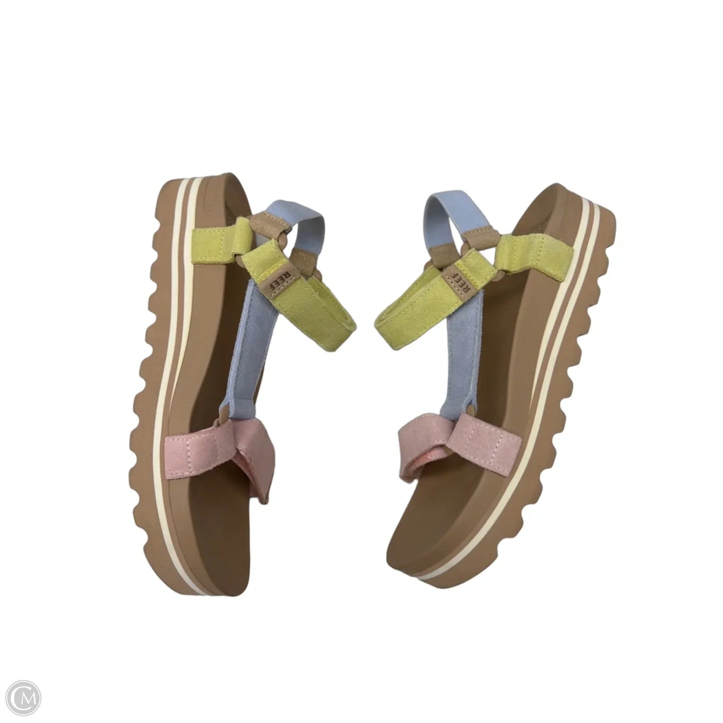 Sandals Flats By Reef In Pink & Yellow, Size: 10