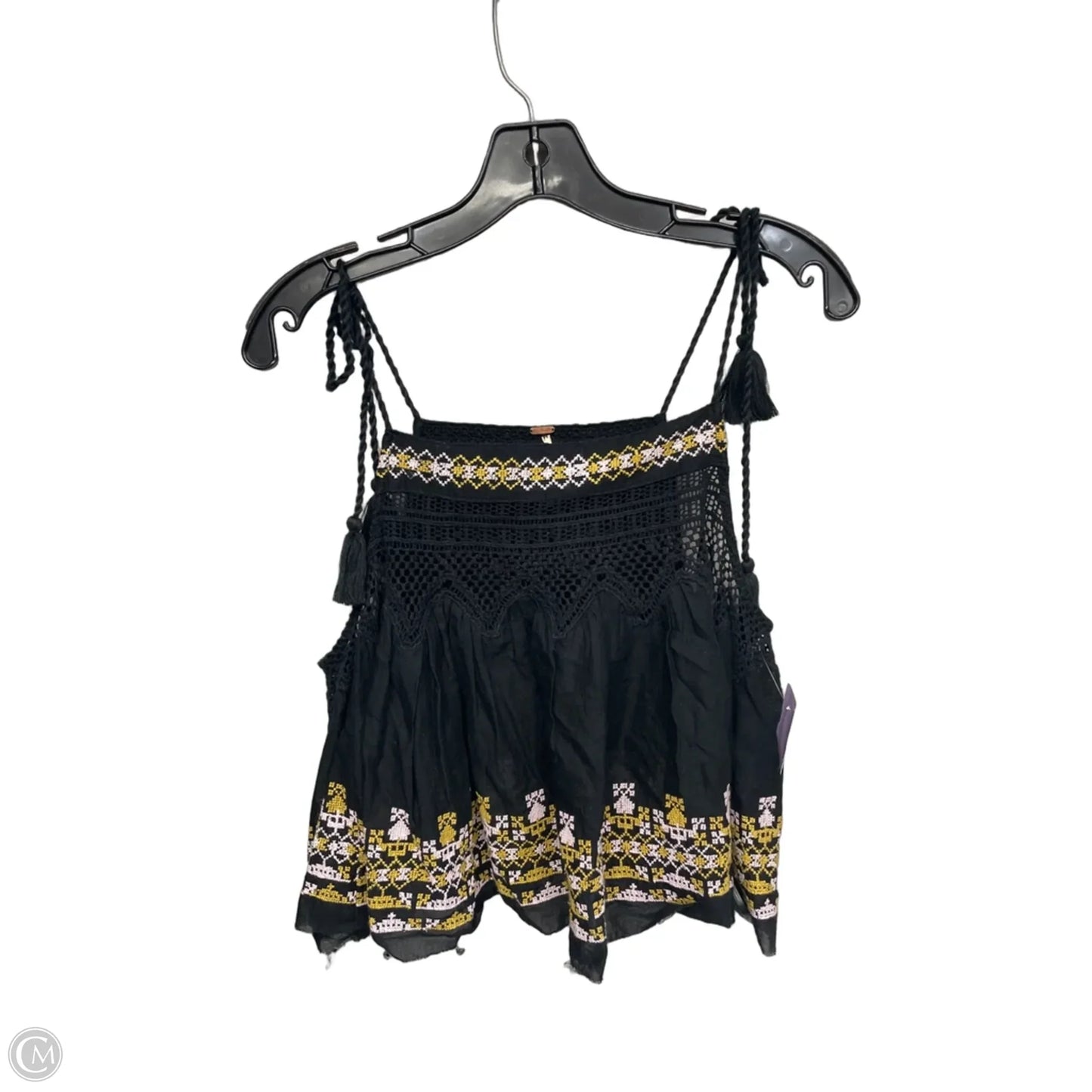 Top Sleeveless By Free People In Black & Yellow, Size: M