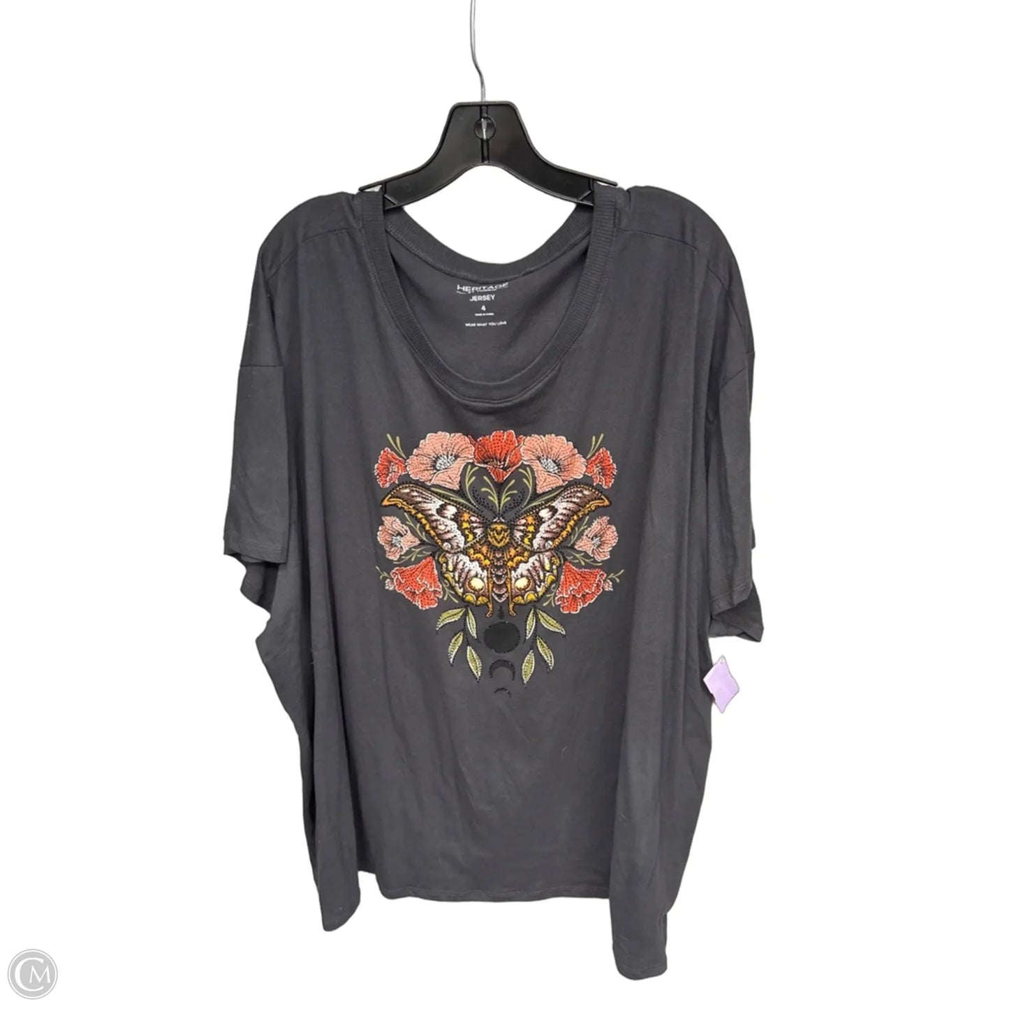 Top Short Sleeve By Torrid In Grey & Pink, Size: 4x