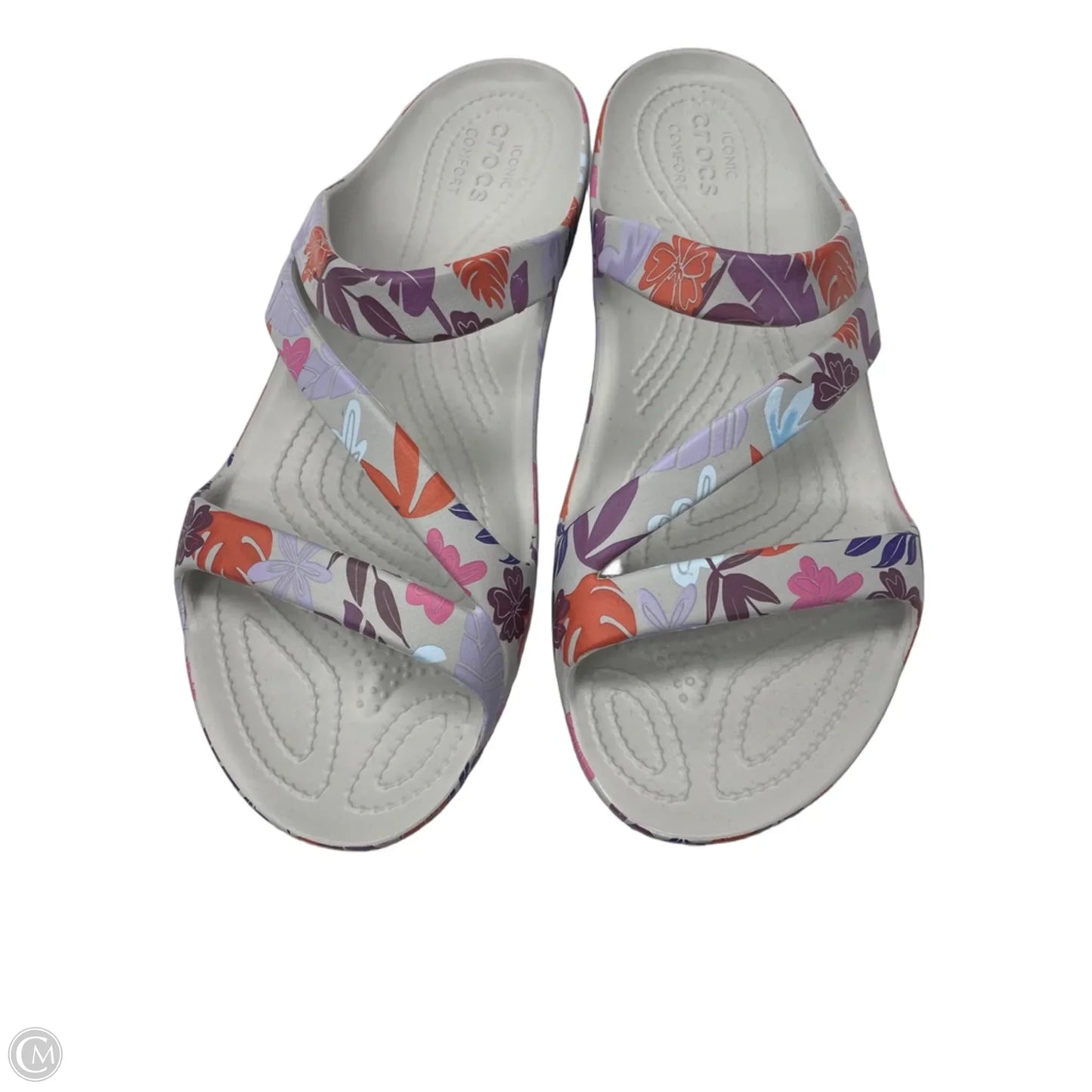 Sandals Flats By Crocs In Floral Print, Size: 11