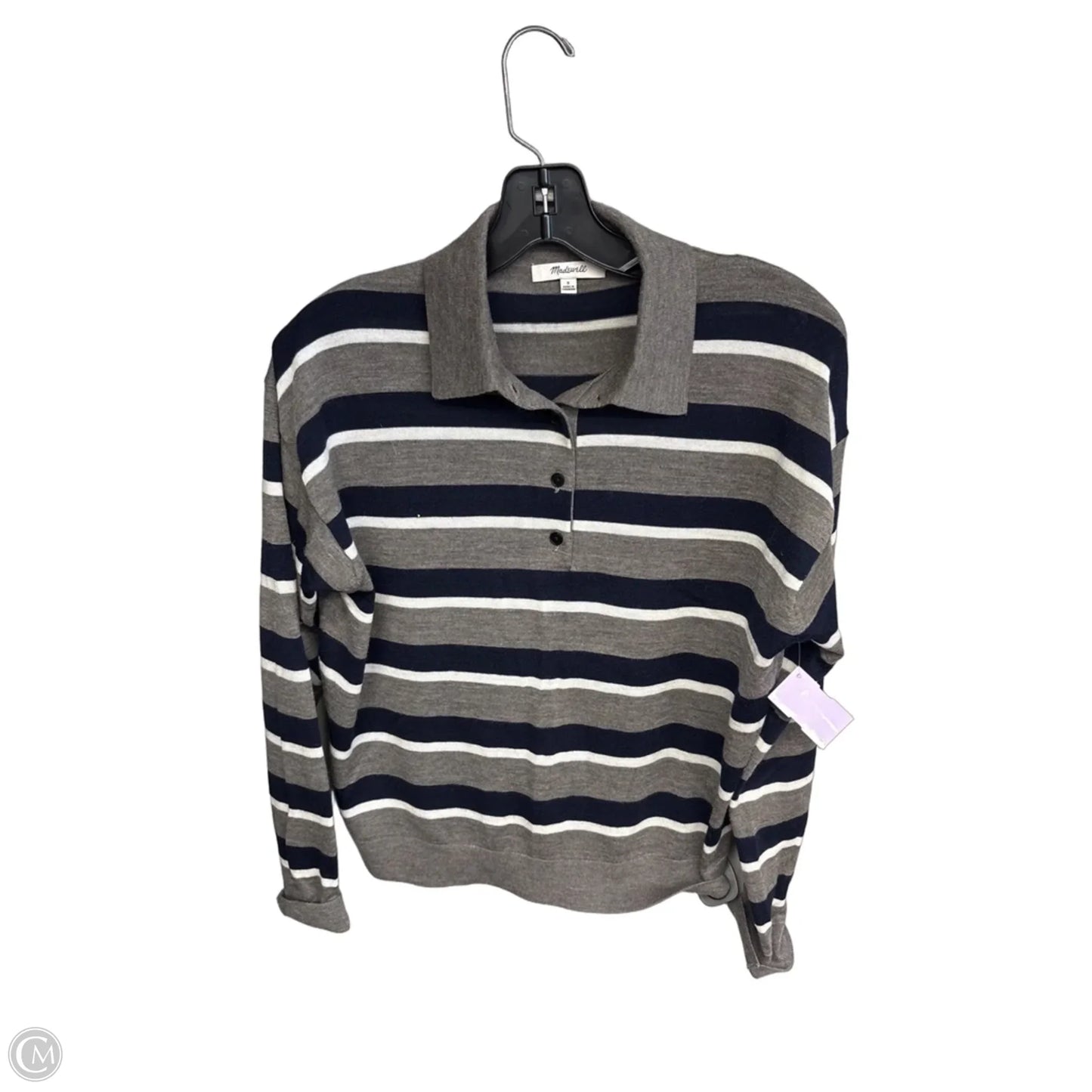 Top Long Sleeve By Madewell In Striped Pattern, Size: S