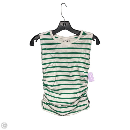 Top Short Sleeve By Loft In Green & White, Size: S