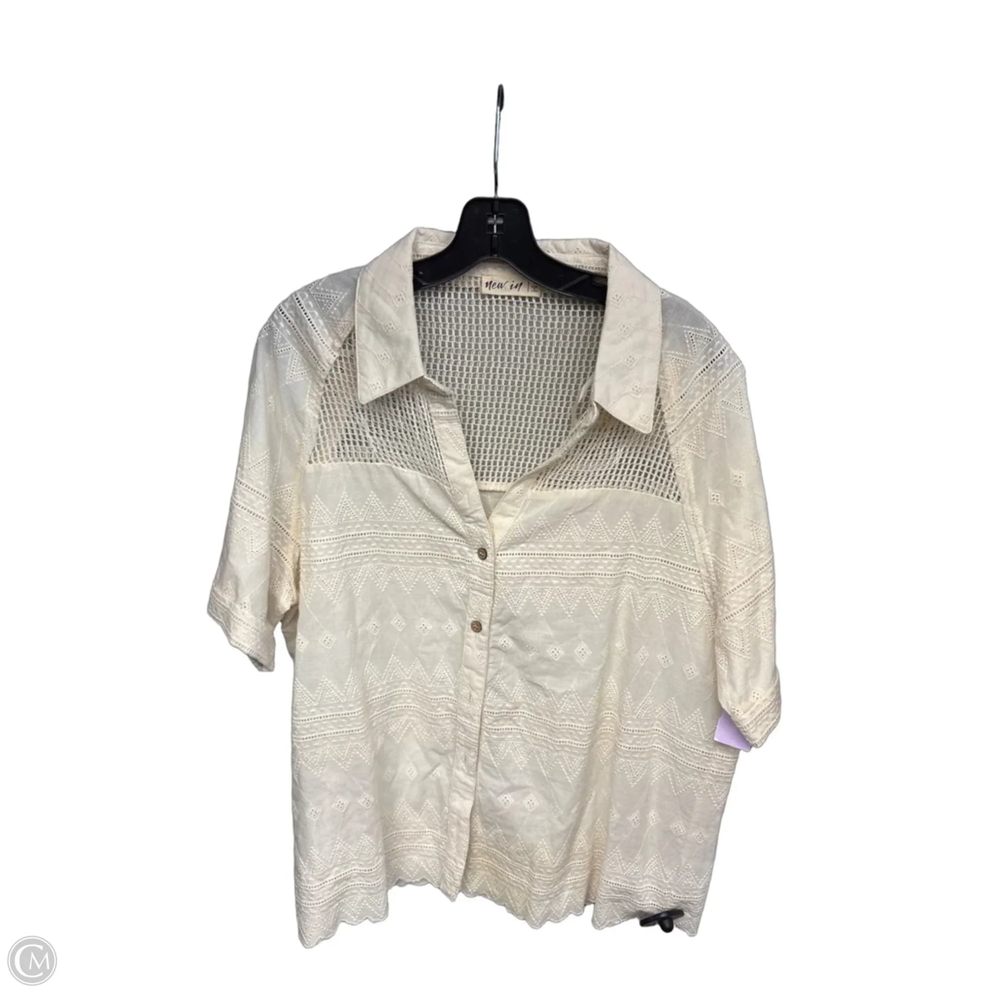 Top Short Sleeve By New In In Cream, Size: L