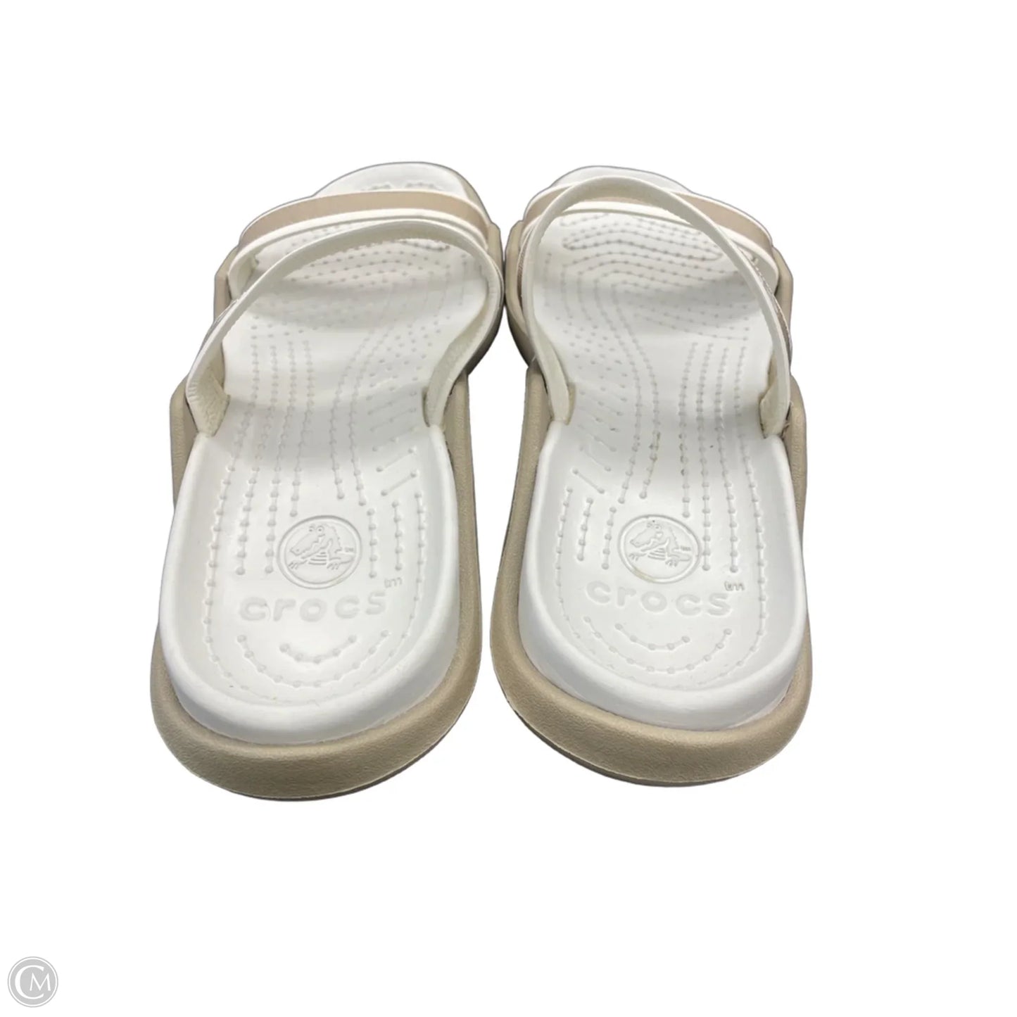 Sandals Flats By Crocs In Gold, Size: 10