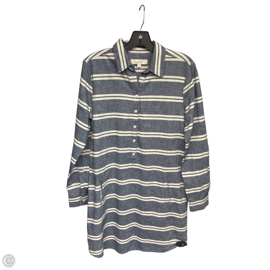 Dress Casual Midi By Loft In Blue & Cream, Size: 6