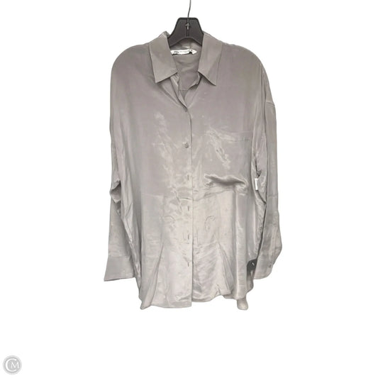 Top Long Sleeve By Zara In Grey, Size: M