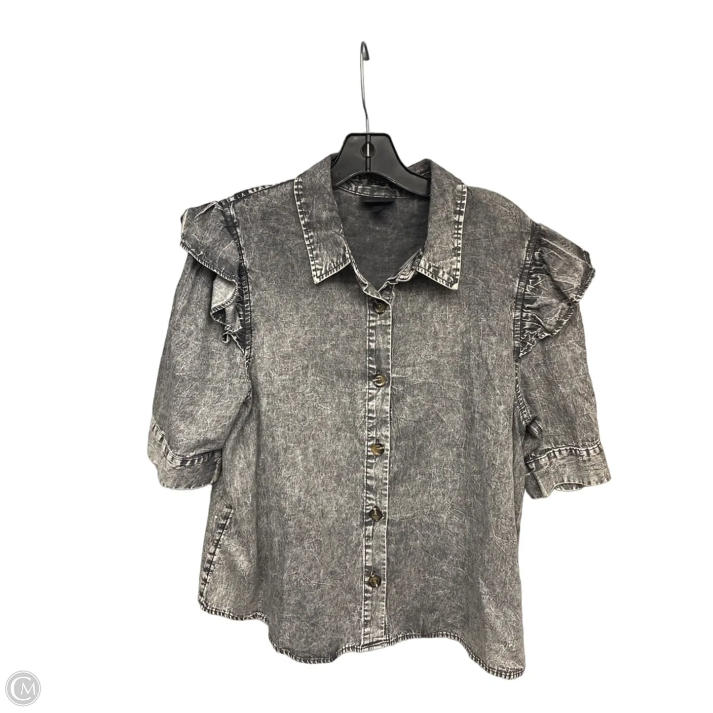 Top Short Sleeve By Who What Wear In Black Denim, Size: Xl