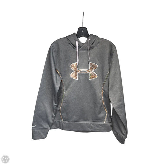 Athletic Sweatshirt Hoodie By Under Armour In Grey, Size: L
