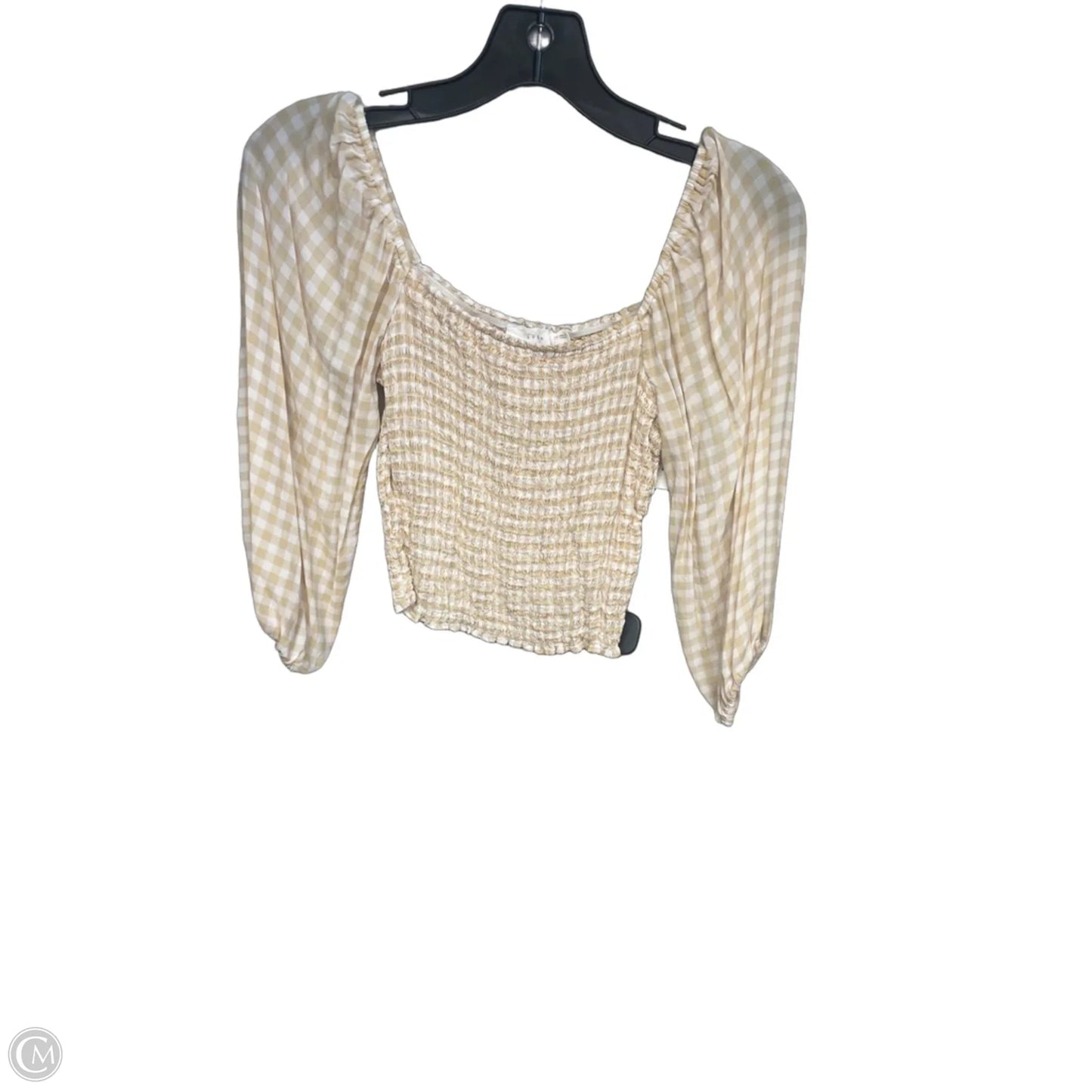 Top 3/4 Sleeve By Lush In White & Yellow, Size: Xs
