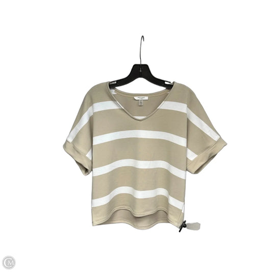Top Short Sleeve By Cable And Gauge In Tan & White, Size: S