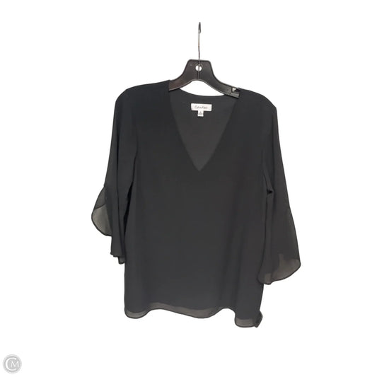 Top 3/4 Sleeve By Calvin Klein In Black, Size: M