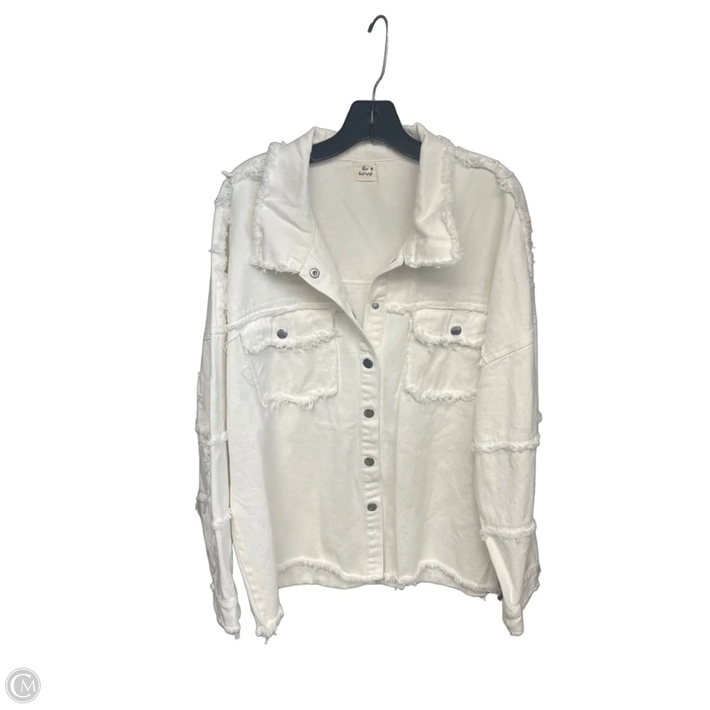 Jacket Denim By Clothes Mentor In White, Size: L