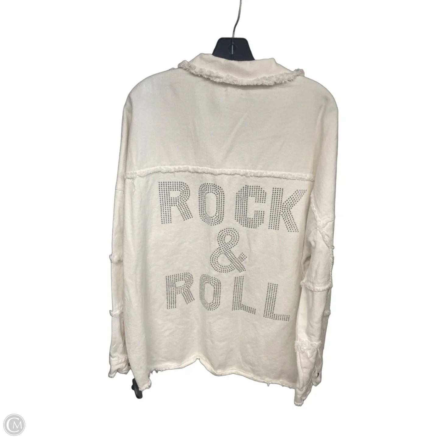 Jacket Denim By Clothes Mentor In White, Size: L