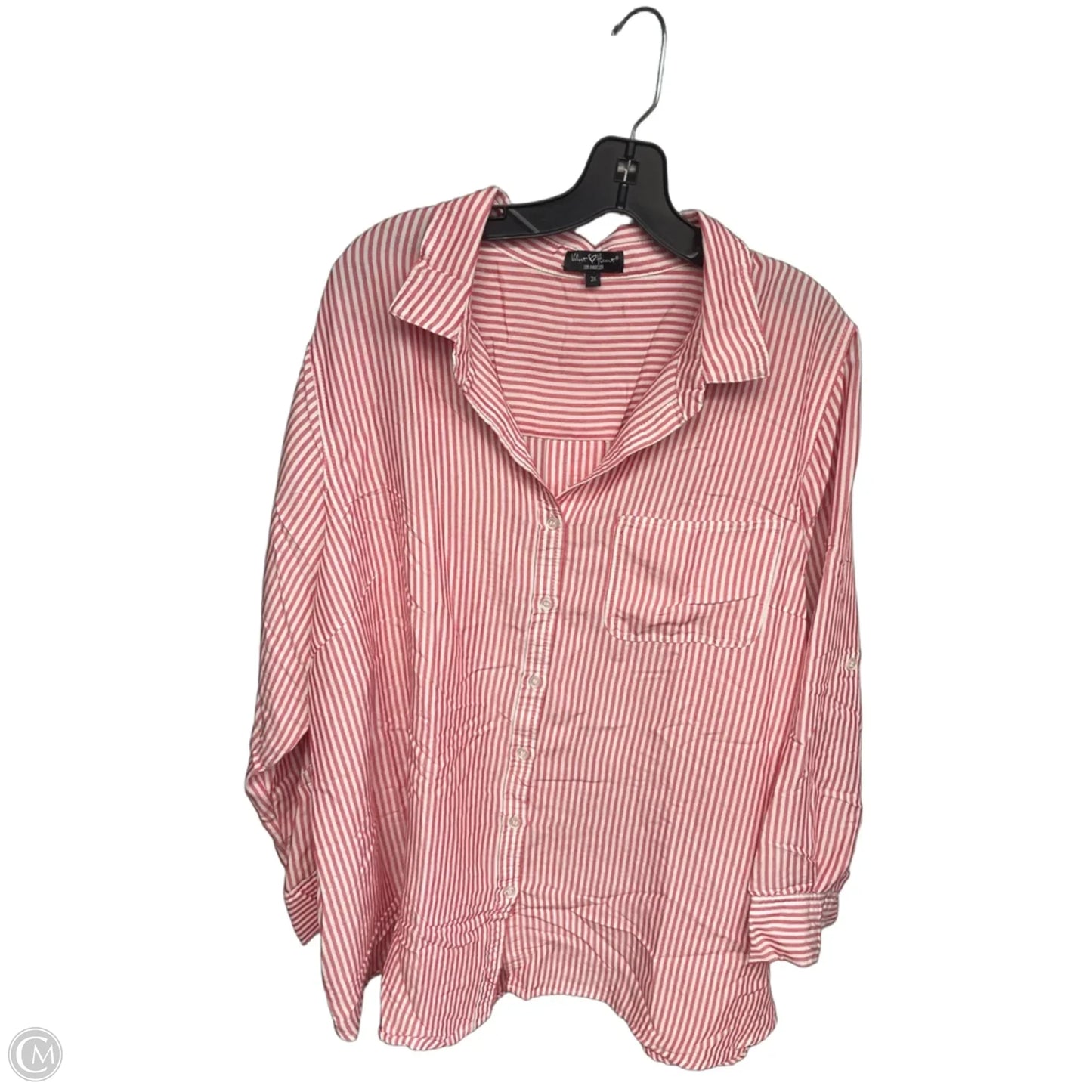Top Long Sleeve By Velvet Heart In Red & White, Size: 3x