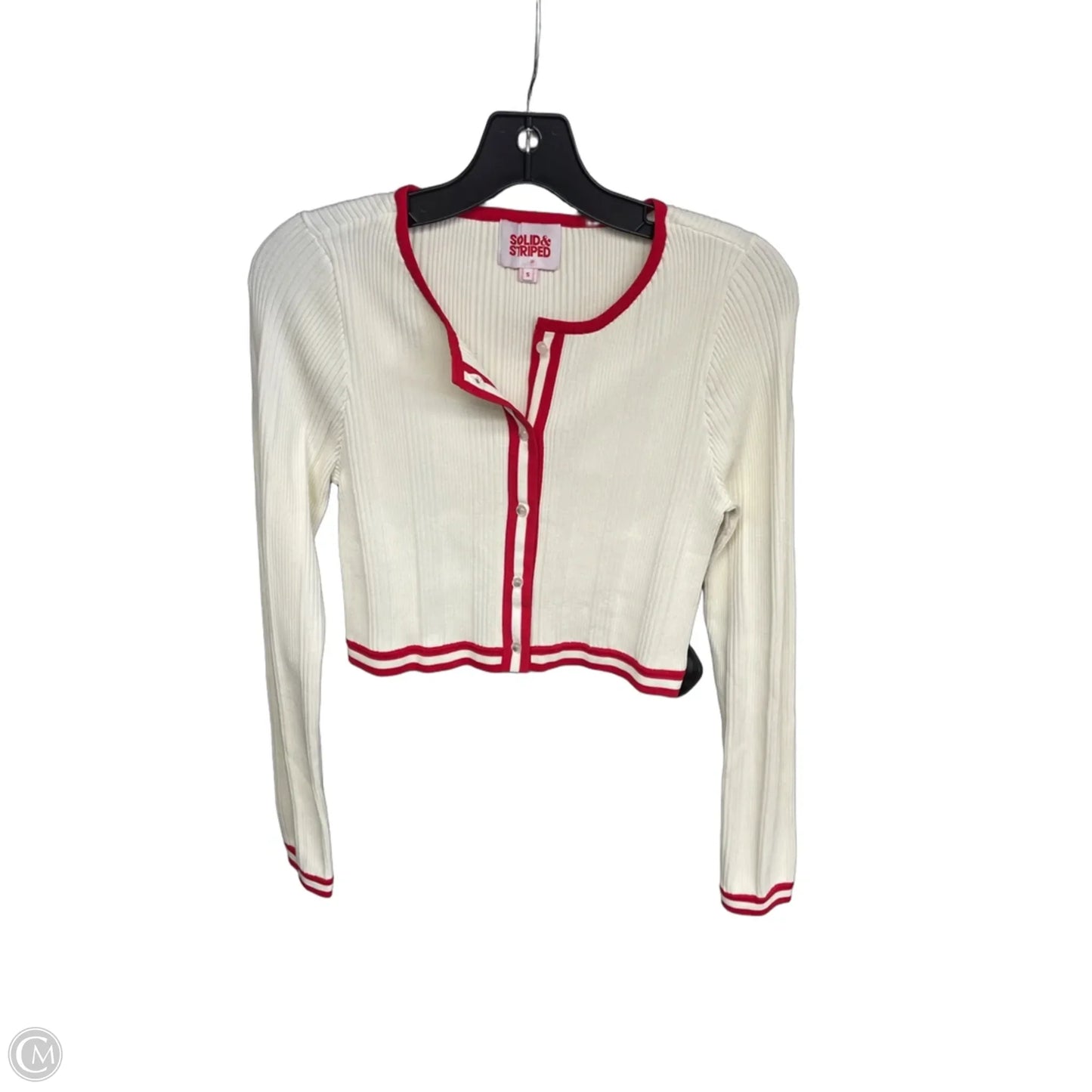 Cardigan By Solid & Striped In Cream & Red, Size: S