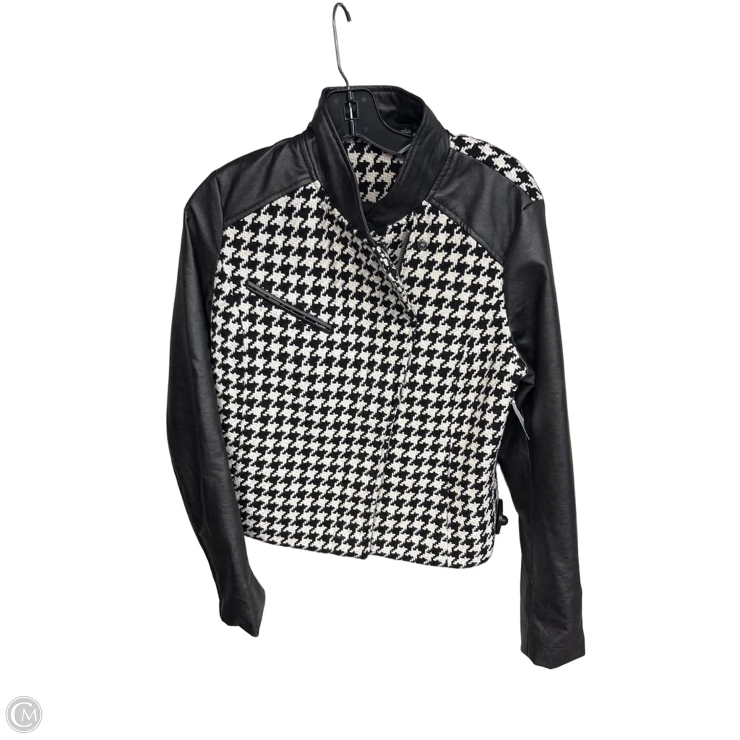 Jacket Moto By Ana In Black & White, Size: L