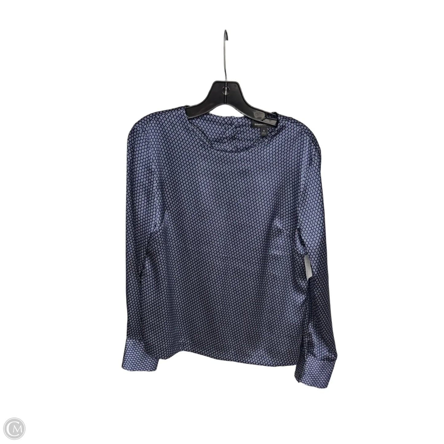 Top Long Sleeve By Banana Republic In Blue & White, Size: S