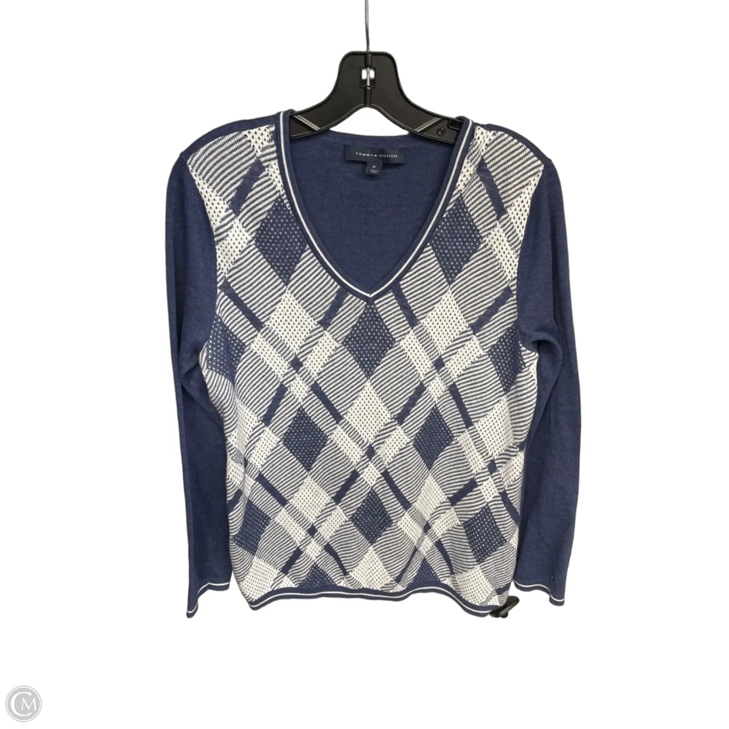 Sweater By Tommy Hilfiger in Blue and White; Size: M