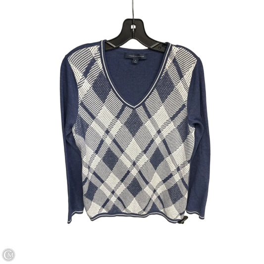 Sweater By Tommy Hilfiger in Blue and White; Size: M