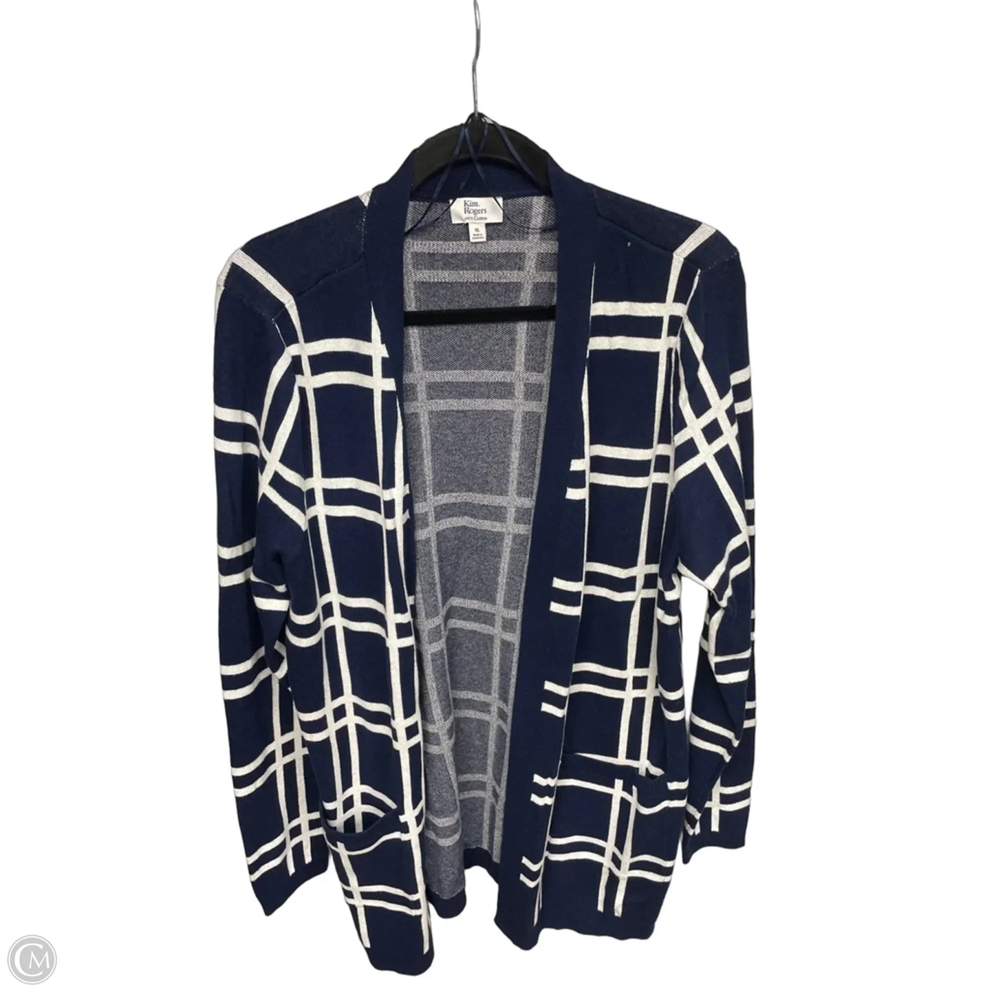 Cardigan By Kim Rogers In Blue & White, Size: Xl