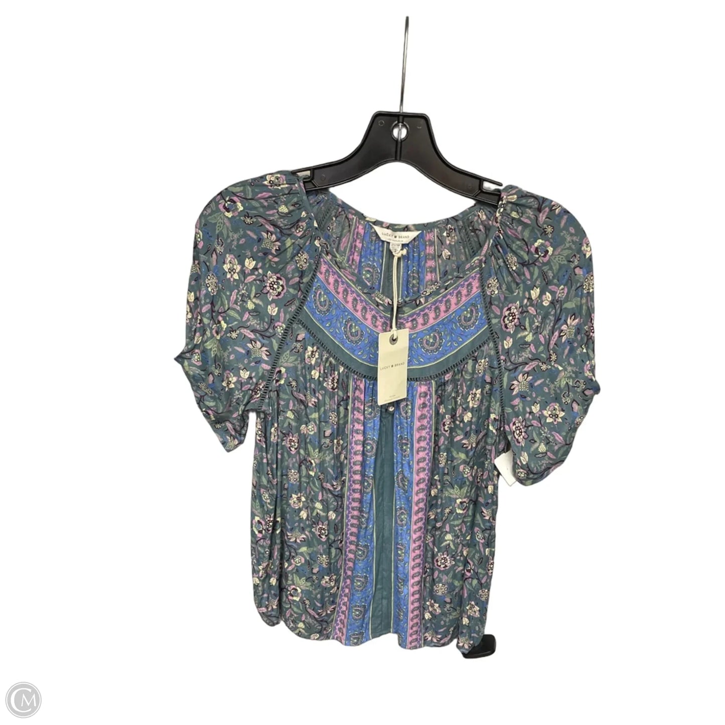 Top Short Sleeve By Lucky Brand In Floral Print, Size: Xs