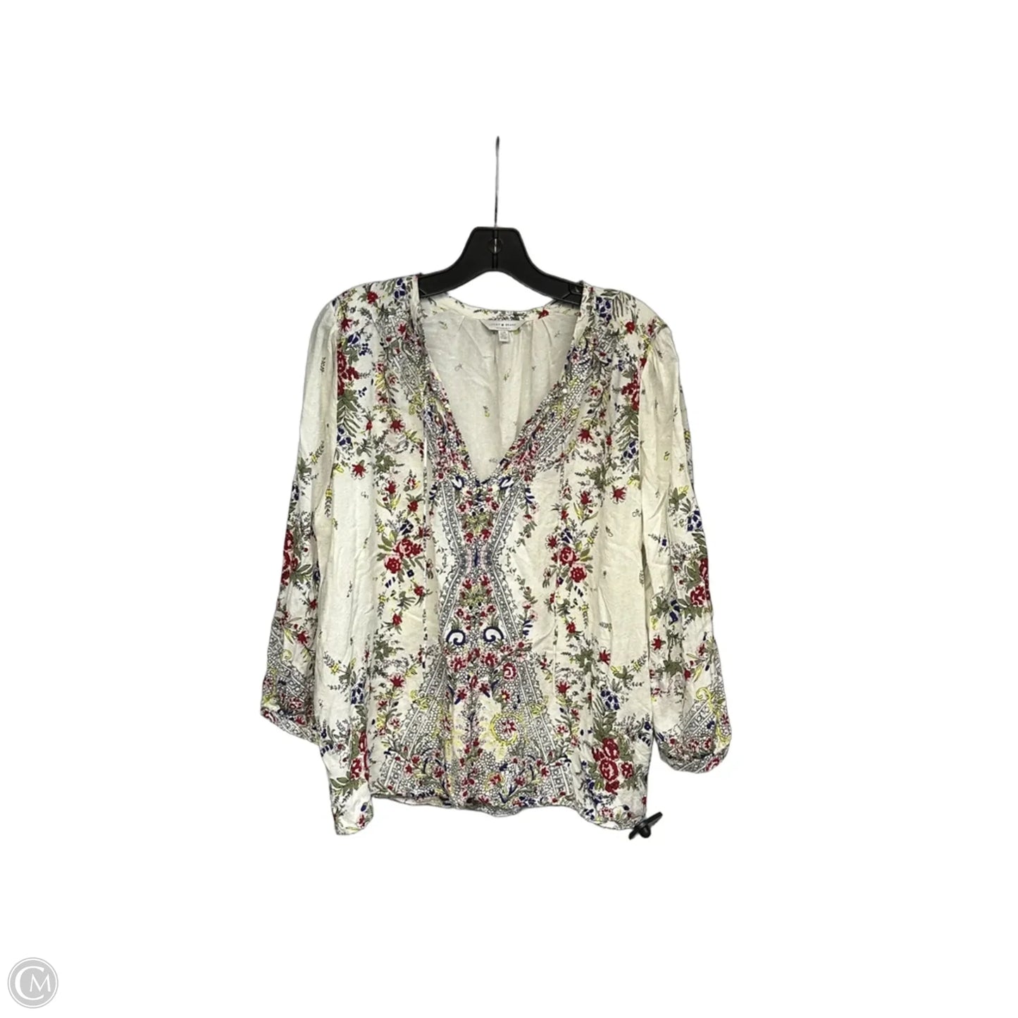 Top 3/4 Sleeve By Lucky Brand In Floral Print, Size: L