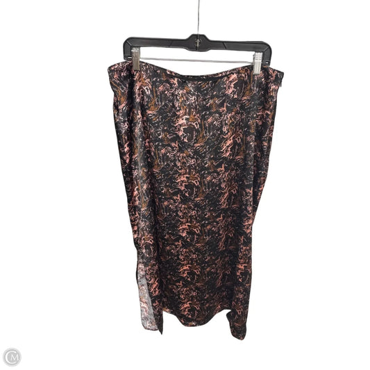 Skirt Midi By Halogen In Black & Pink, Size: Xl