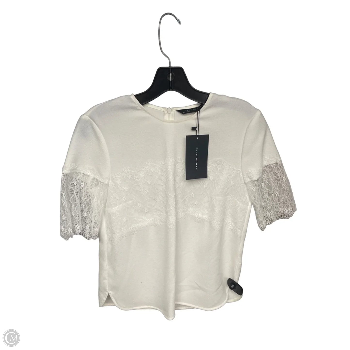 Top Short Sleeve By Zara Women In Ivory, Size: Xs