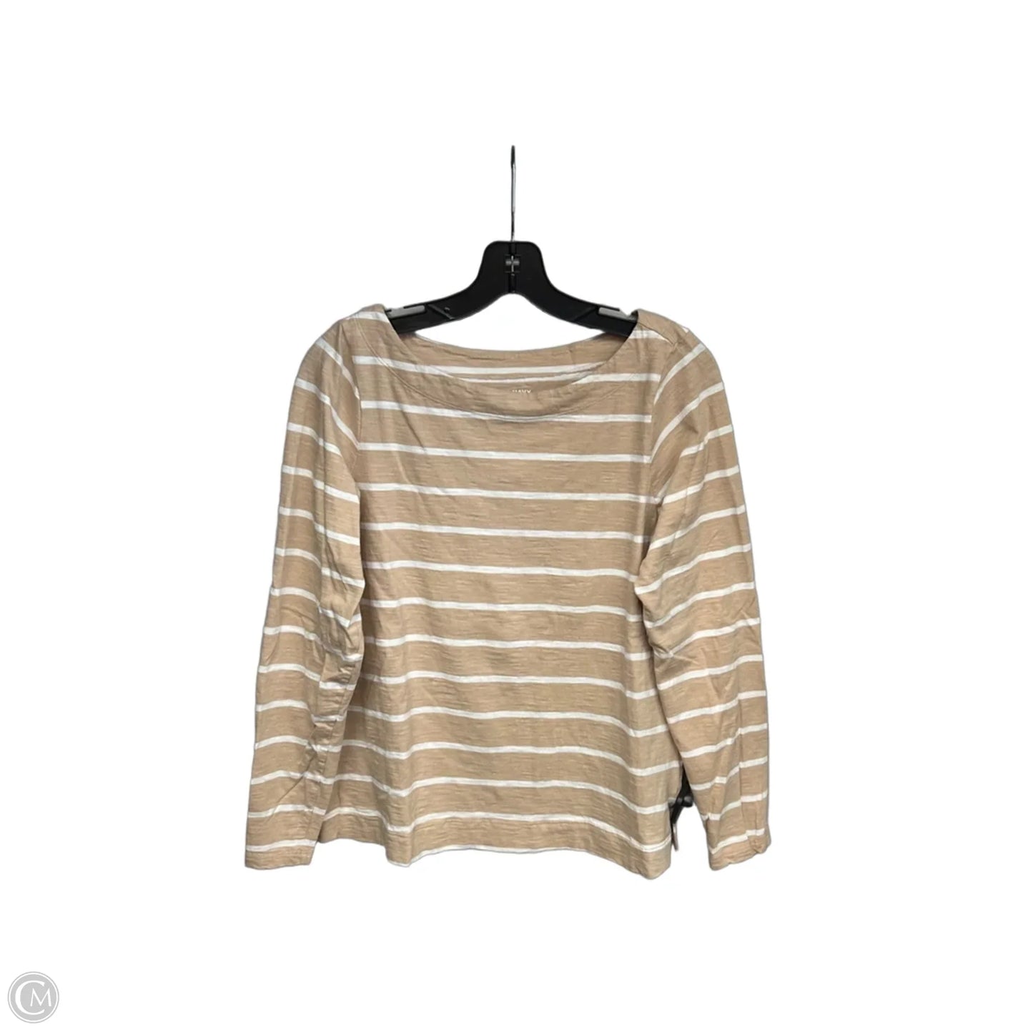 Top Long Sleeve By Old Navy In Tan & White, Size: M