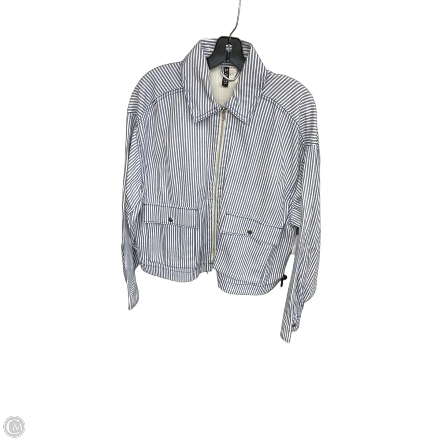 Jacket Denim By Divided In Blue & White, Size: S
