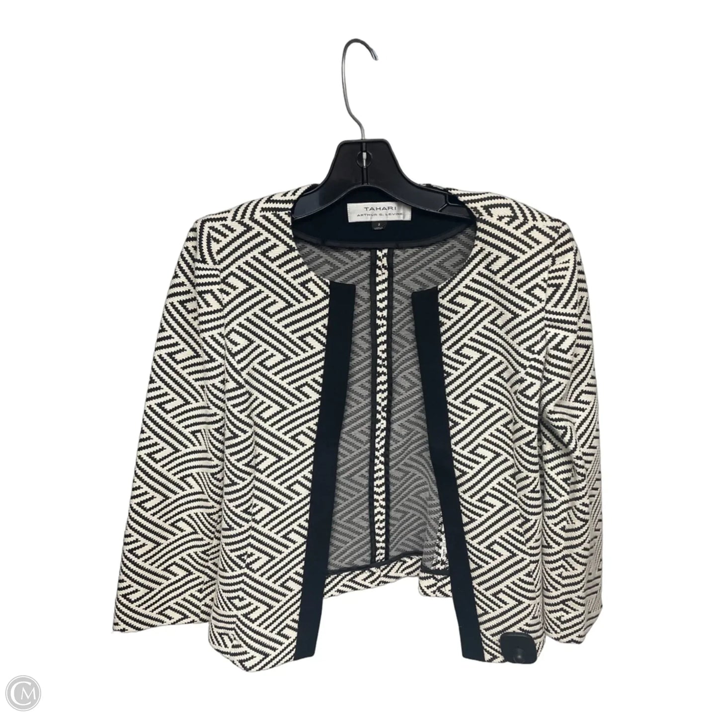 Blazer By Tahari In Black & Cream, Size: 2