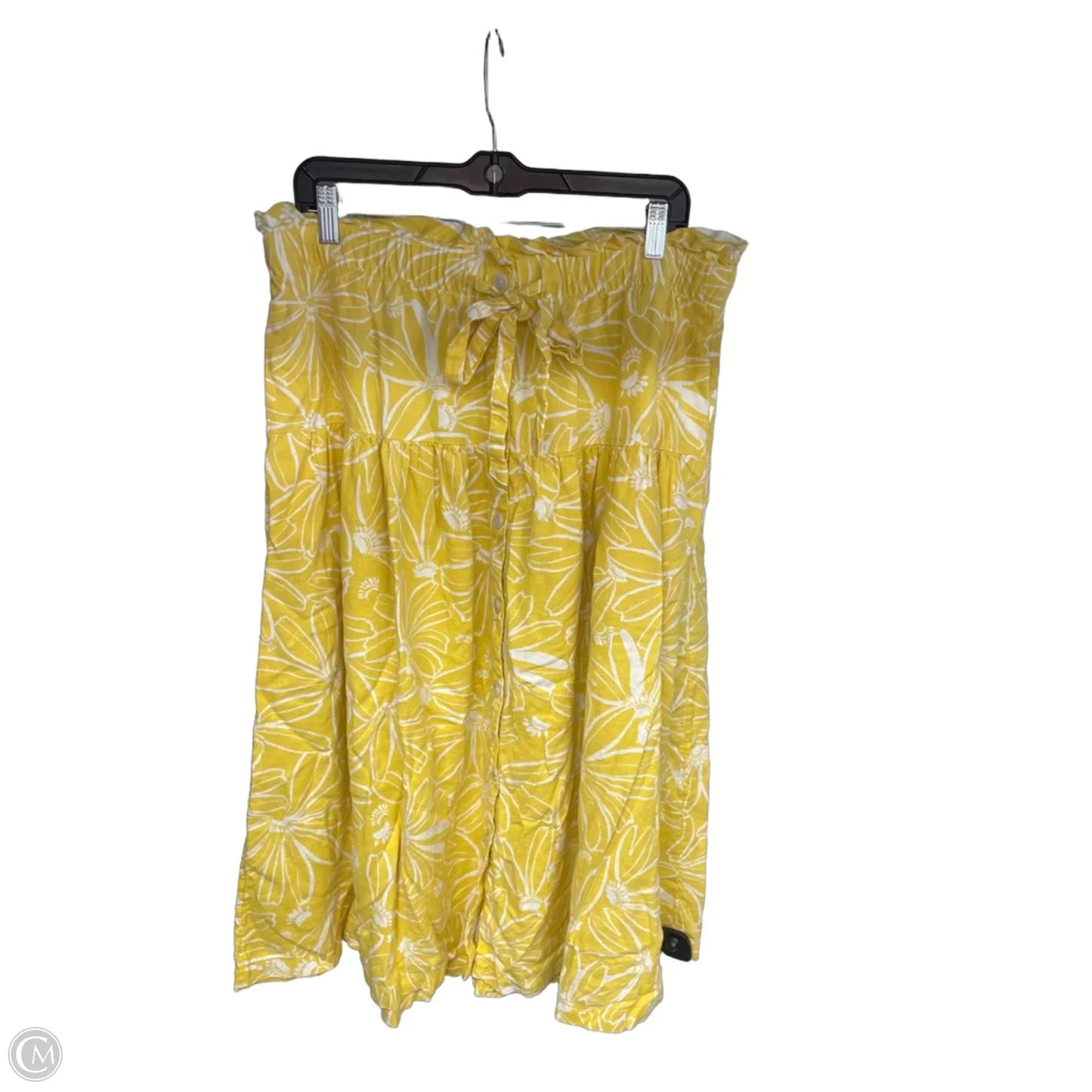 Skirt Midi By Universal Thread In White & Yellow, Size: L
