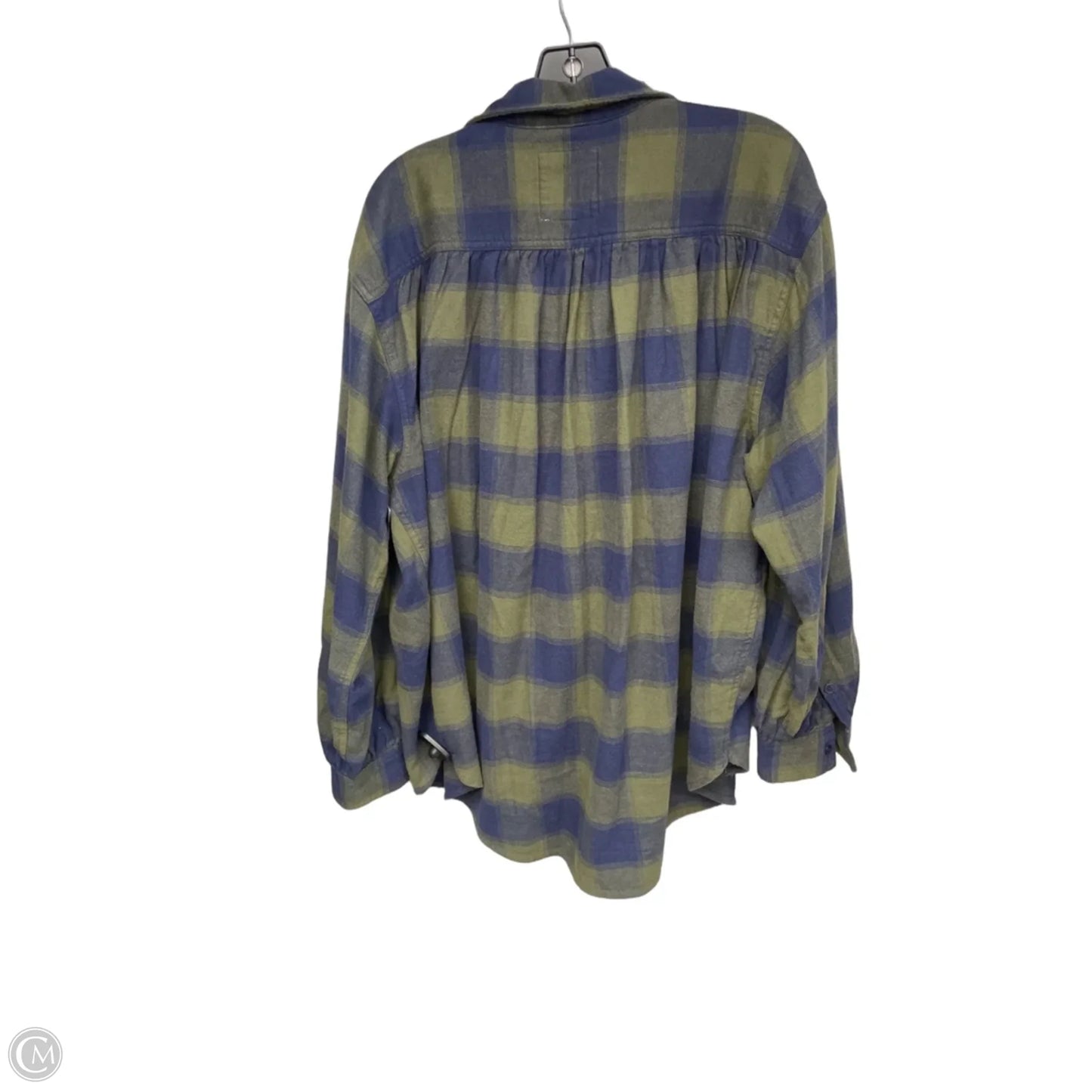 Jacket Shirt By Aerie In Blue & Green, Size: L