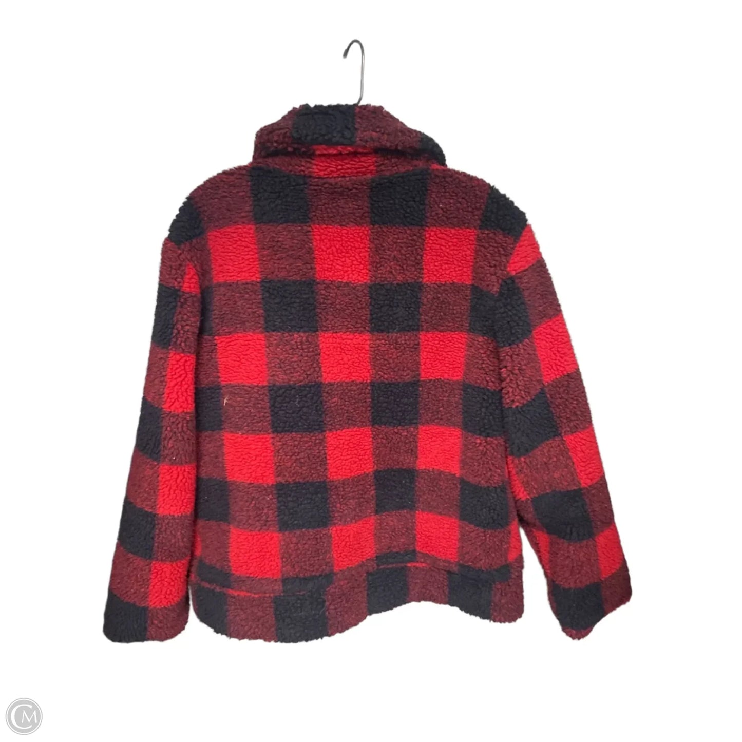 Jacket Faux Fur & Sherpa By Steve Madden In Black & Red, Size: S