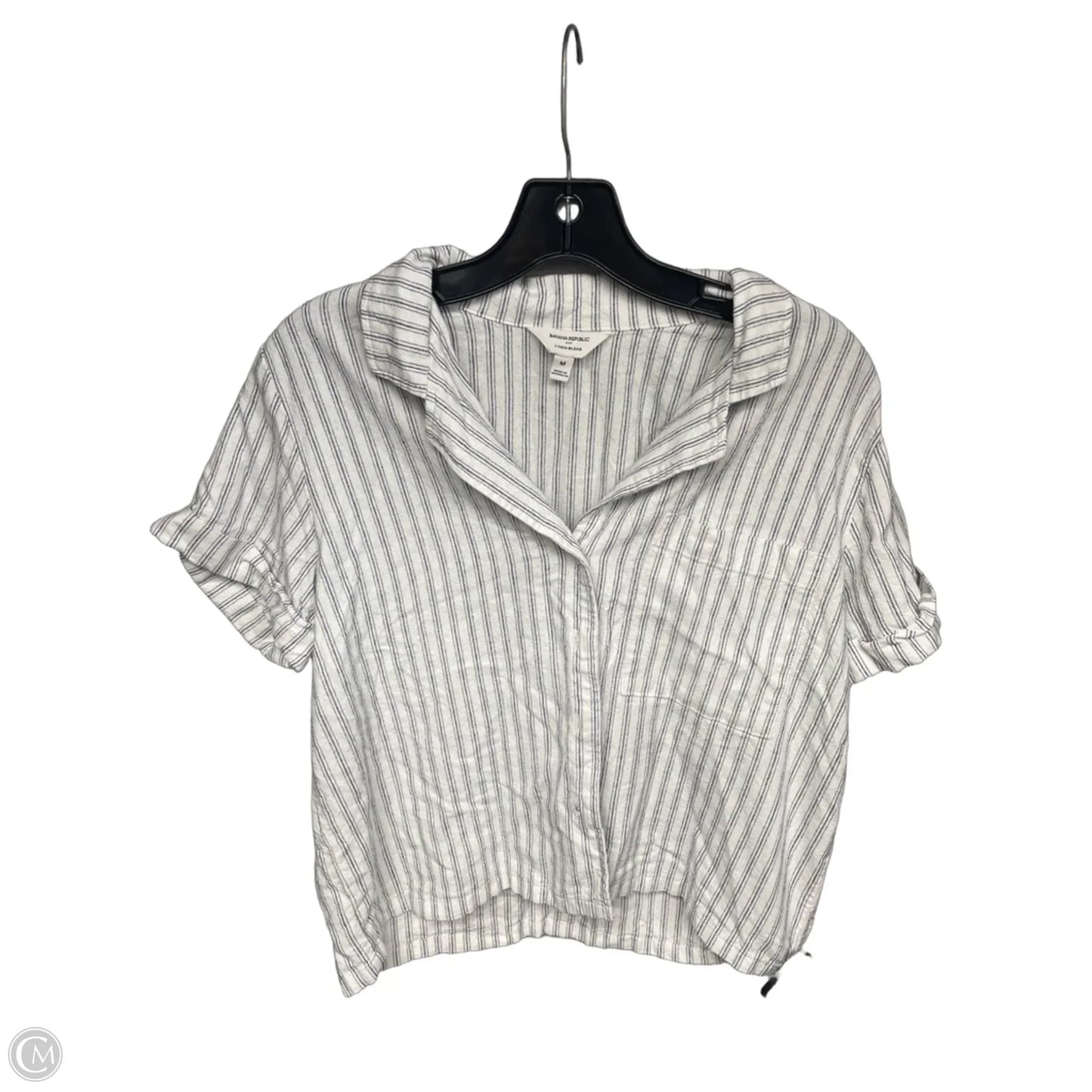 Top Short Sleeve By Banana Republic In Striped Pattern, Size: M