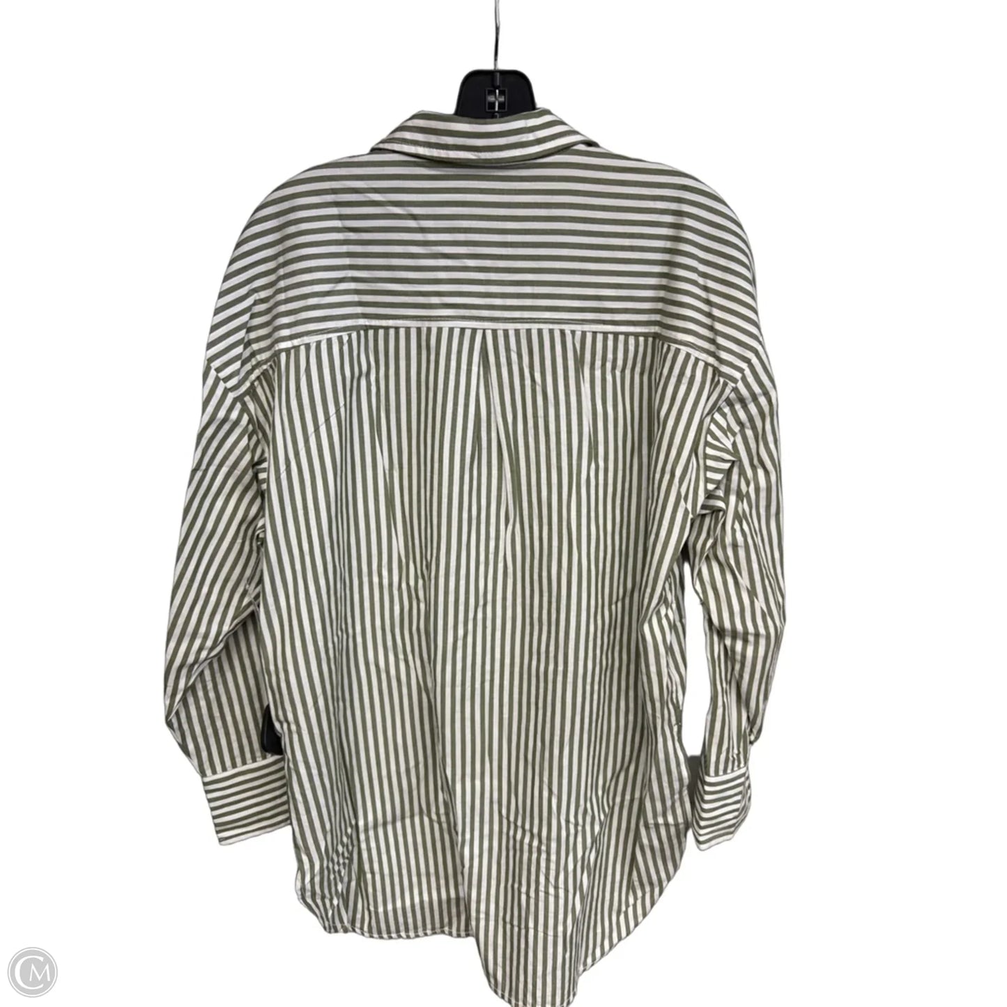 Top Long Sleeve By Maeve In Green & White, Size: S