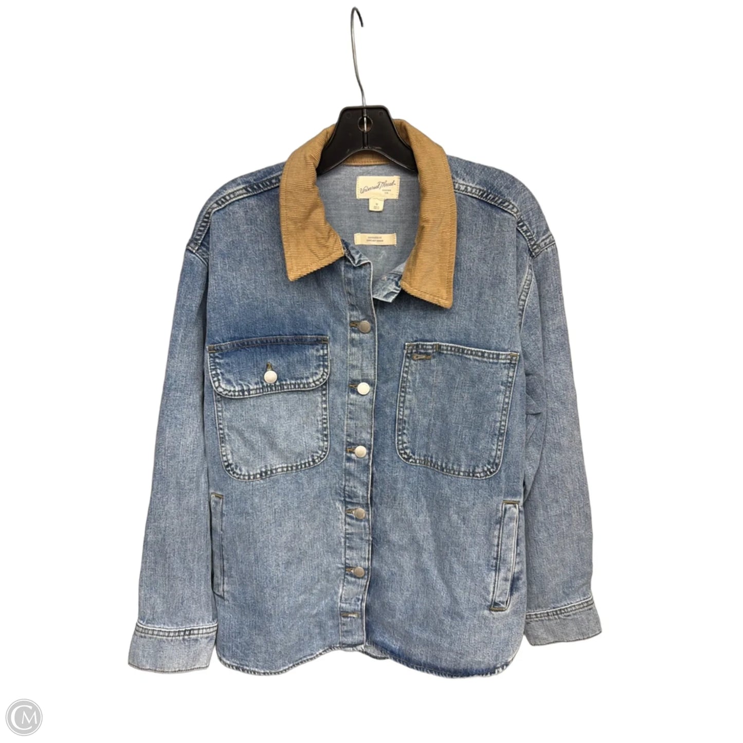 Jacket Denim By Universal Thread In Blue & Brown, Size: M