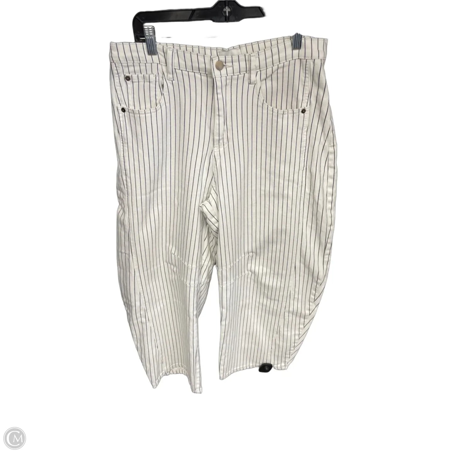 Jeans Wide Leg By Miou Muse In Striped Pattern, Size: L