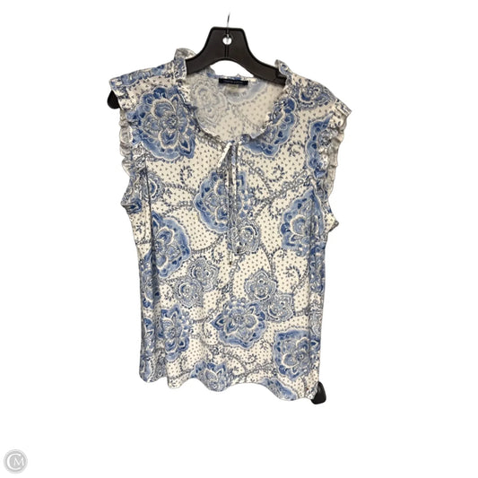 Top Sleeveless By Tommy Hilfiger In Blue & White, Size: L