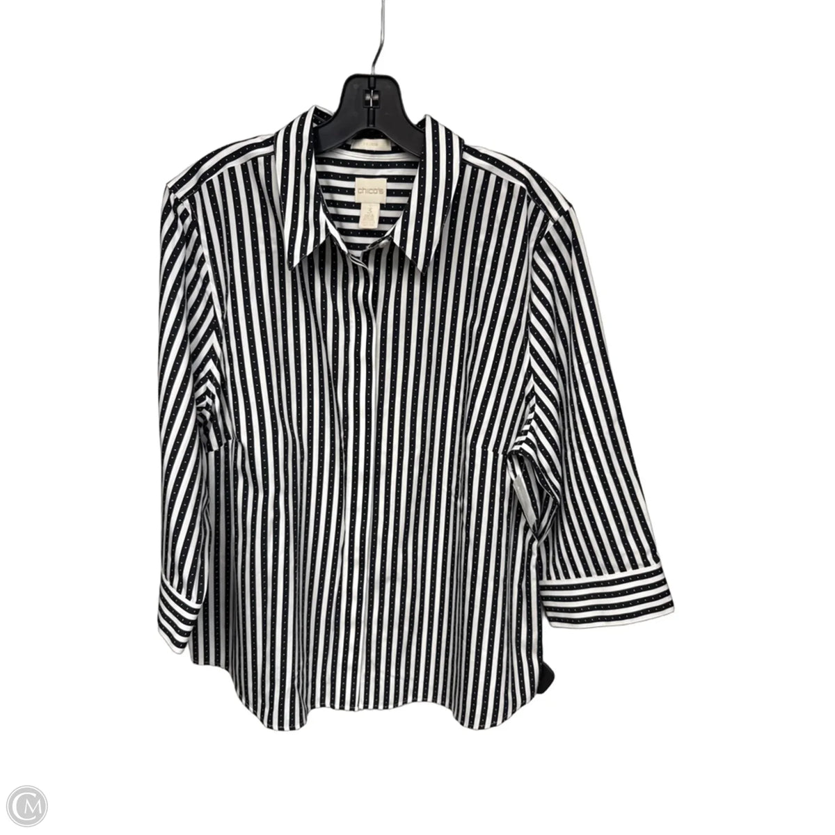 Top Long Sleeve By Chicos In Black & White, Size: Xl