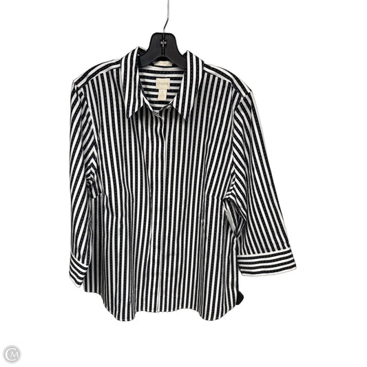 Top Long Sleeve By Chicos In Black & White, Size: Xl