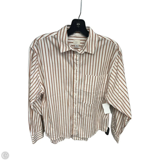 Top Long Sleeve By A New Day In Brown & White, Size: Xs