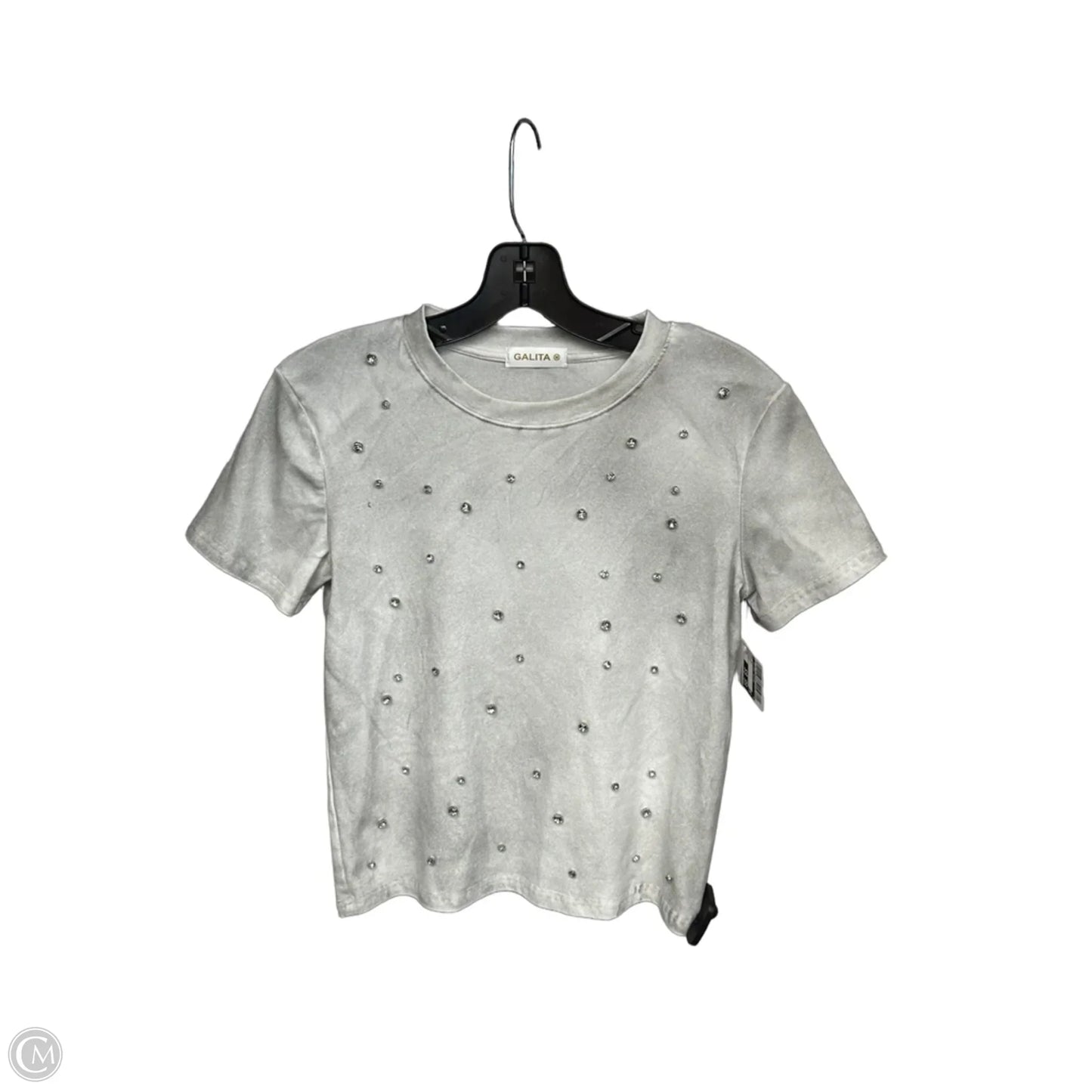 Top Short Sleeve By Clothes Mentor In Silver, Size: M