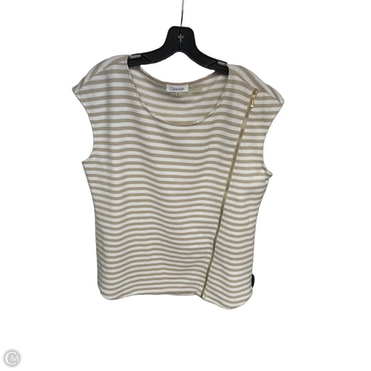 Top Sleeveless By Calvin Klein In Tan & White, Size: Xl