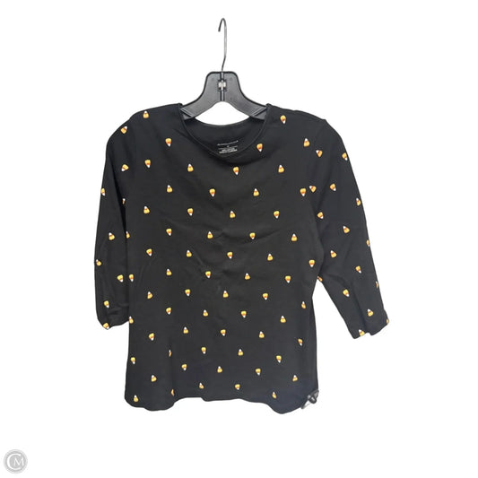 Top 3/4 Sleeve By Christopher And Banks In Black & Orange, Size: M