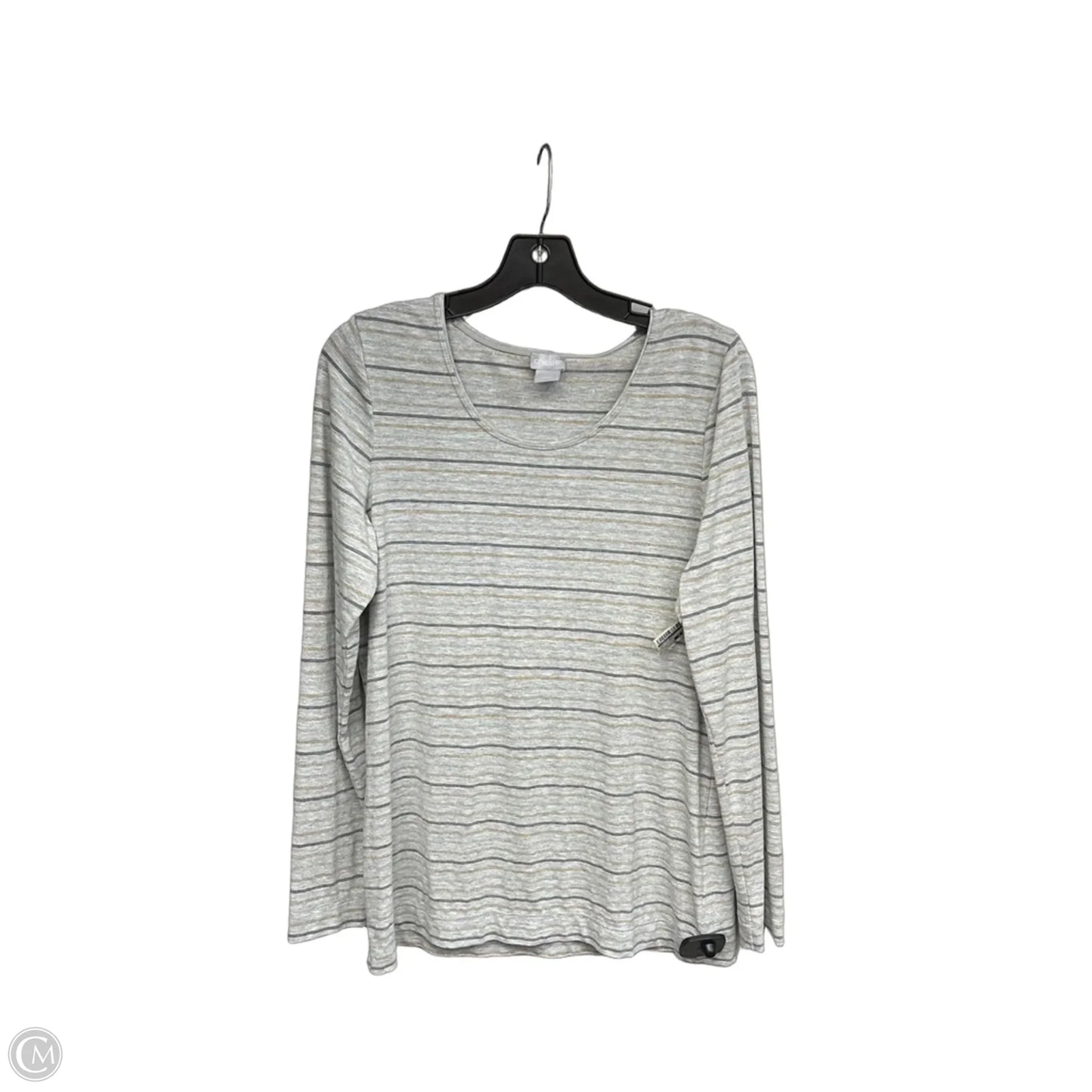Top Long Sleeve Basic By Chicos In Gold & Grey, Size: M